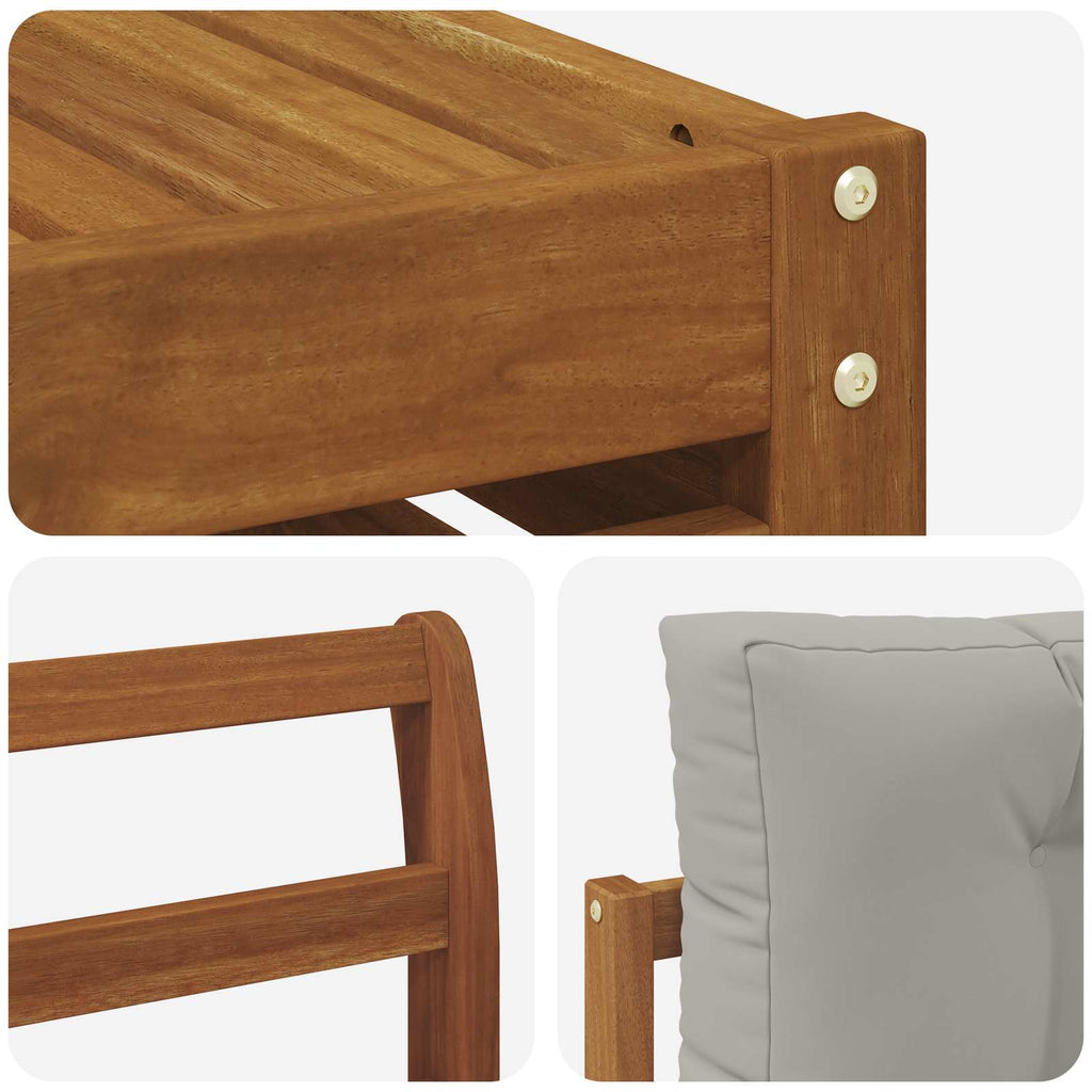 Outdoor-Sofagarnitur mit Kissen 8 pcs Natürlich und Hellgrau