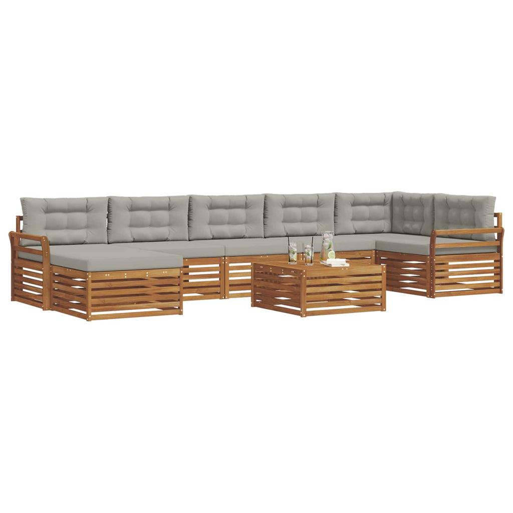 Outdoor-Sofagarnitur mit Kissen 8 pcs Natürlich und Hellgrau