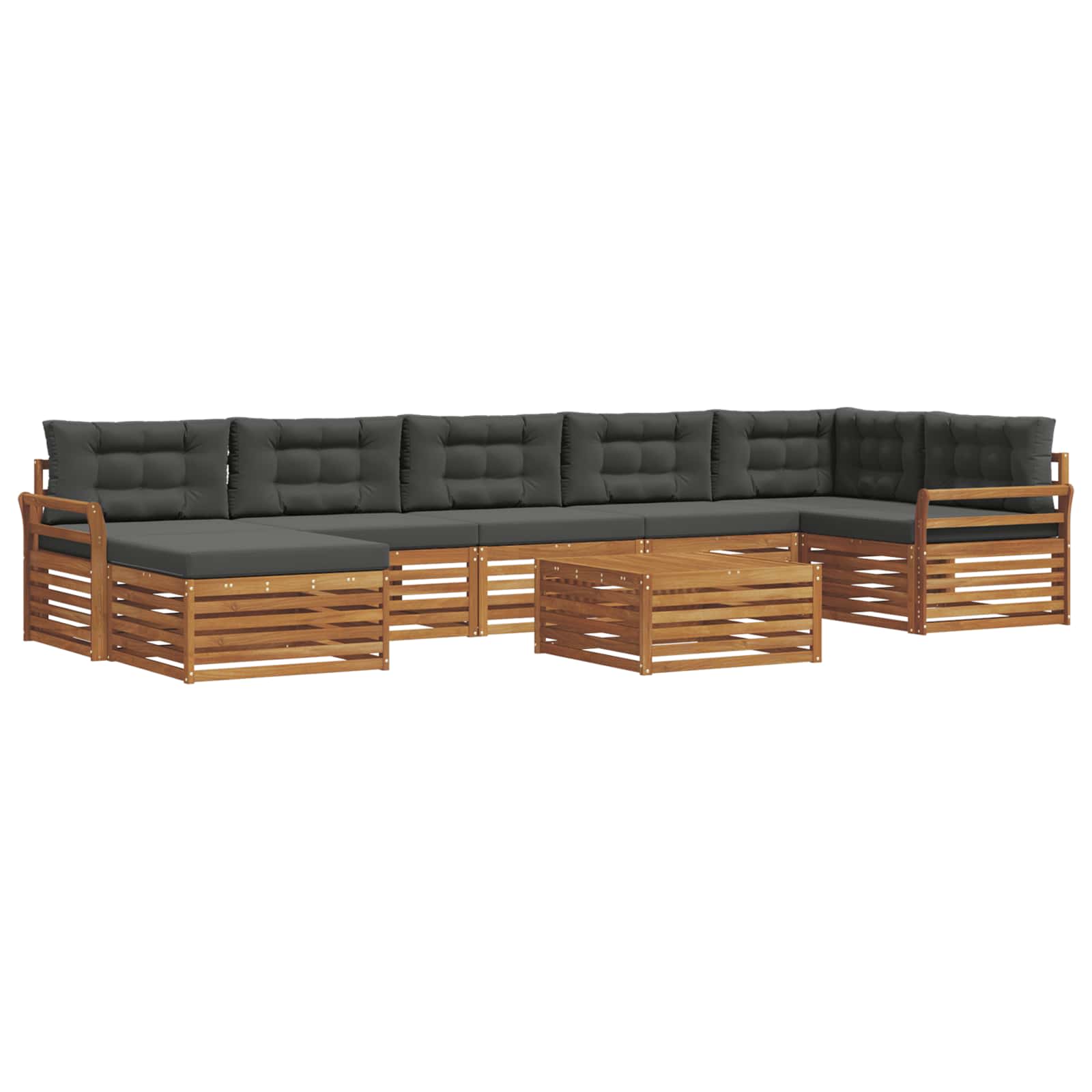 Outdoor-Sofagarnitur mit Kissen 8 pcs Natur und Anthrazit