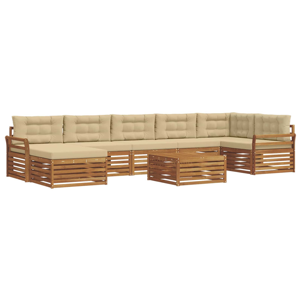 Outdoor-Sofagarnitur mit Kissen 8 pcs Natur und Beige