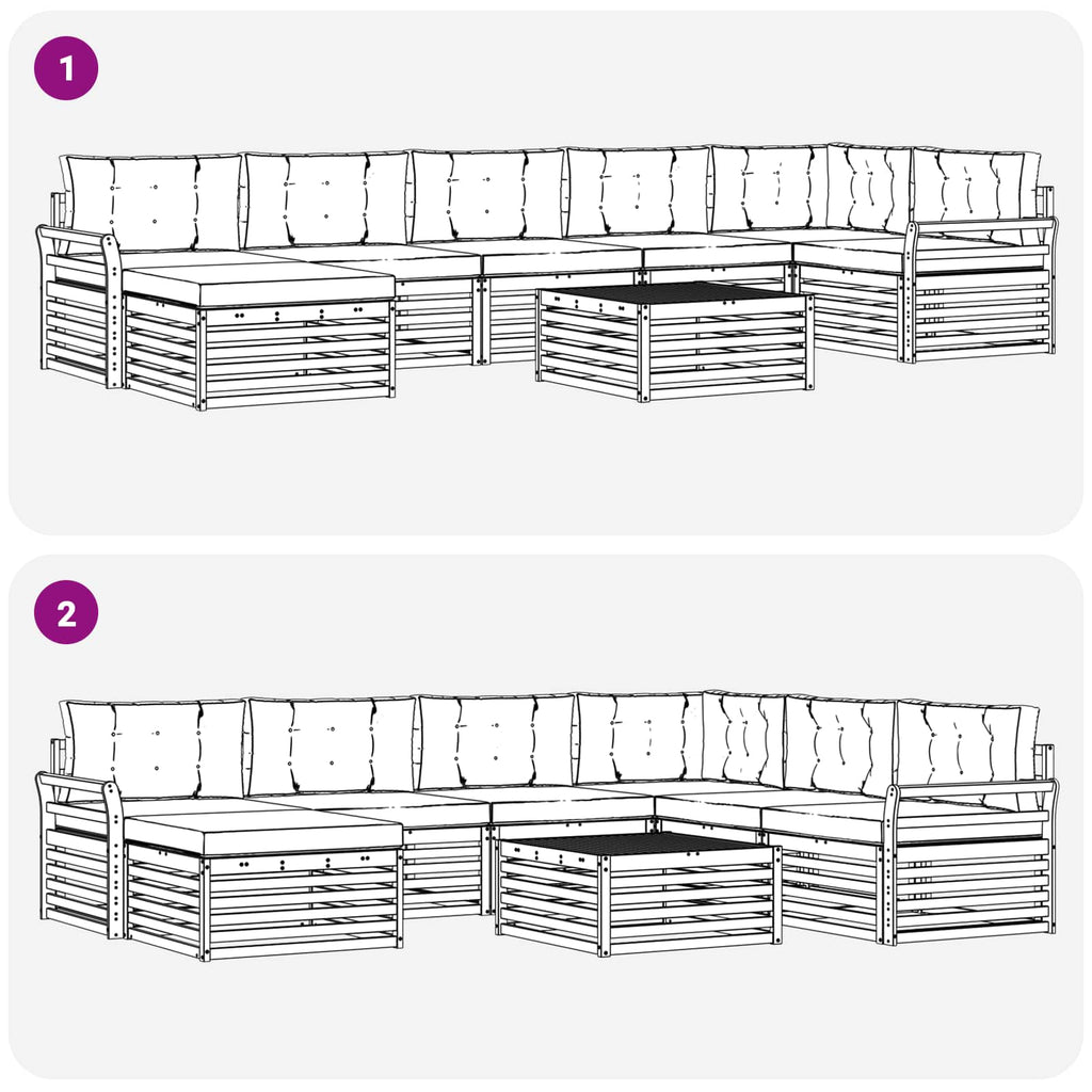 Outdoor-Sofagarnitur mit Kissen 8 pcs Natur und Beige