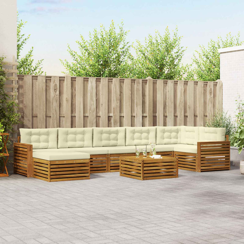 Outdoor-Sofagarnitur mit Kissen 8 pcs Natur und Creme
