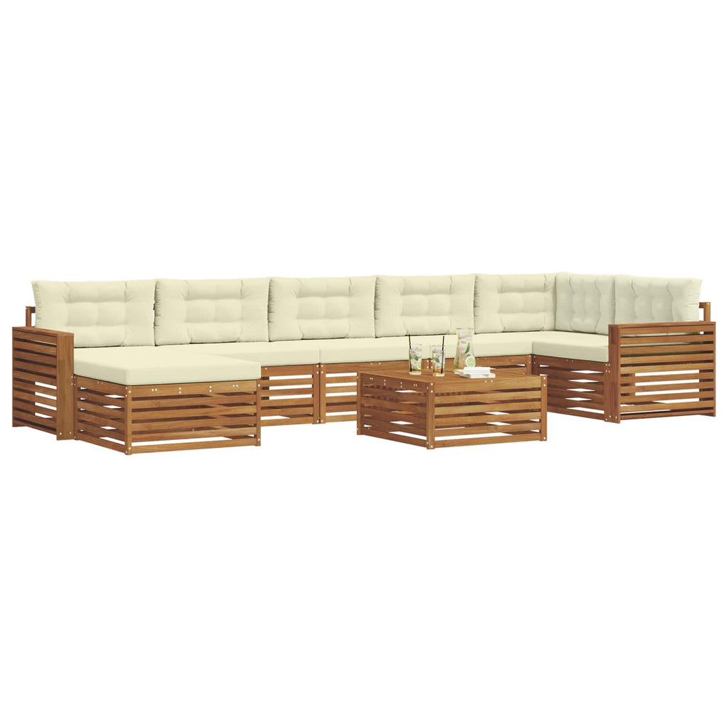 Outdoor-Sofagarnitur mit Kissen 8 pcs Natur und Creme