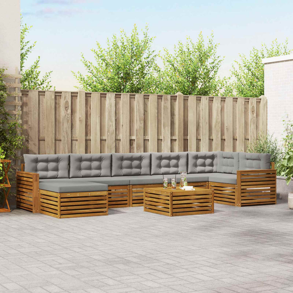 Outdoor-Sofagarnitur mit Kissen 8 pcs Natürlich und Hellgrau