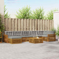 Outdoor-Sofagarnitur mit Kissen 8 pcs Natürlich und Hellgrau