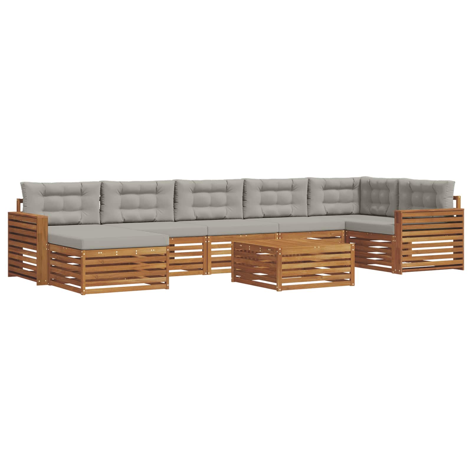 Outdoor-Sofagarnitur mit Kissen 8 pcs Natürlich und Hellgrau