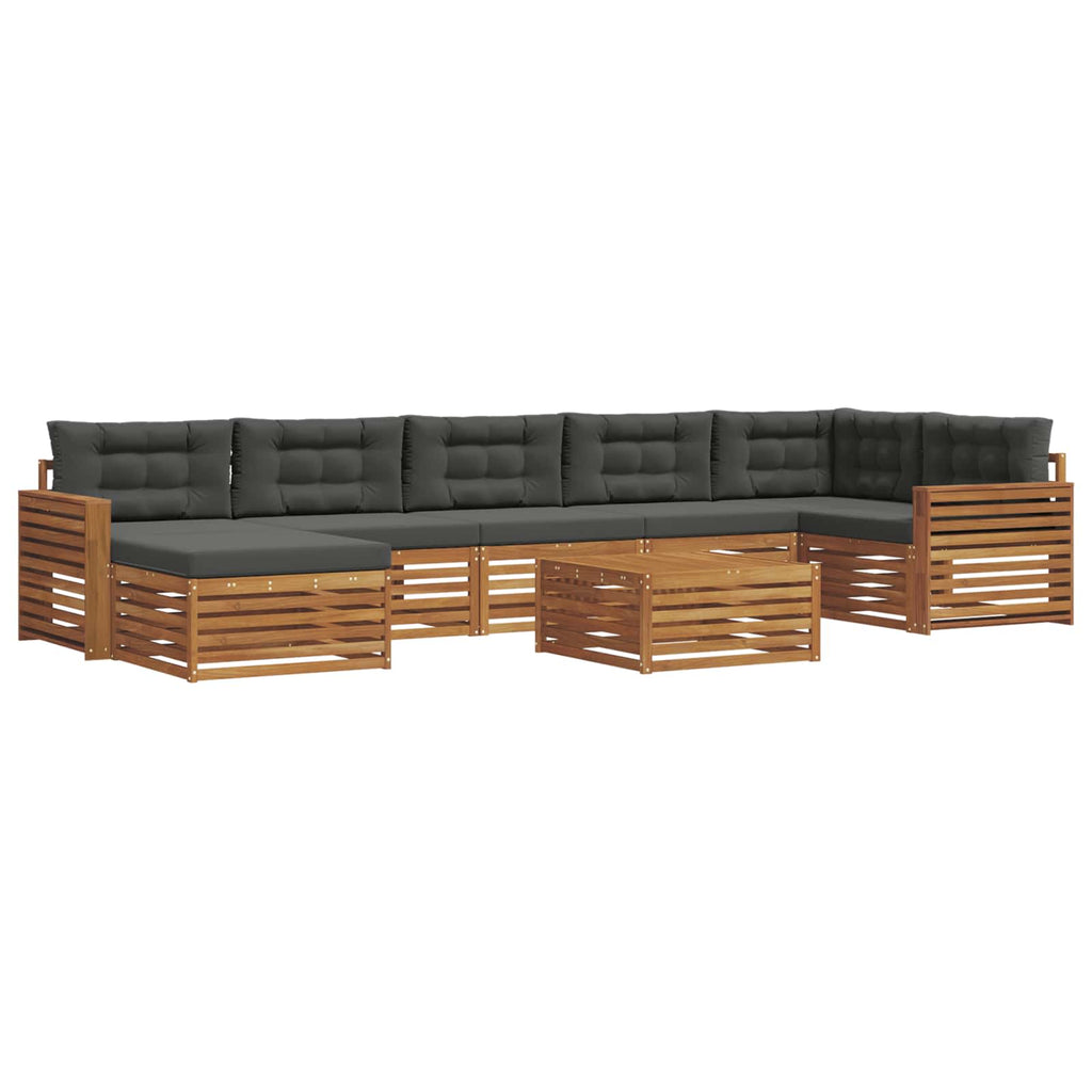 Outdoor-Sofagarnitur mit Kissen 8 pcs Natur und Anthrazit