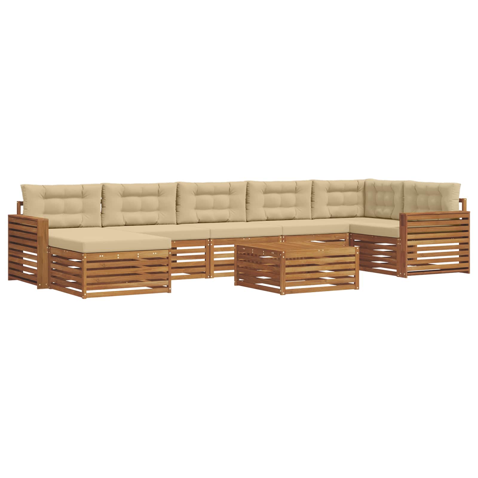 Outdoor-Sofagarnitur mit Kissen 8 pcs Natur und Beige