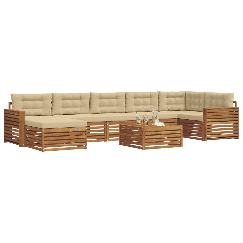 Outdoor-Sofagarnitur mit Kissen 8 pcs Natur und Beige