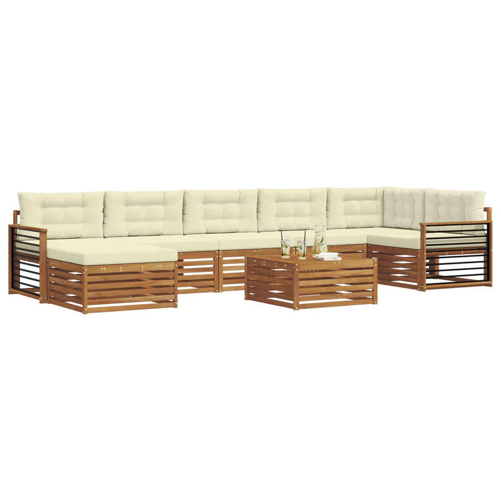 Outdoor-Sofagarnitur mit Kissen 8 pcs Natur und Creme