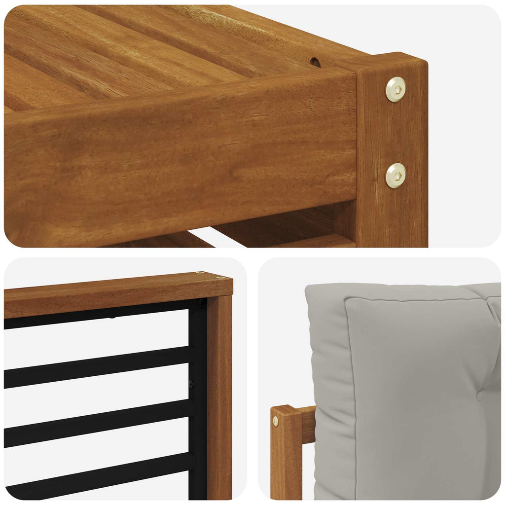 Outdoor-Sofagarnitur mit Kissen 8 pcs Natürlich und Hellgrau