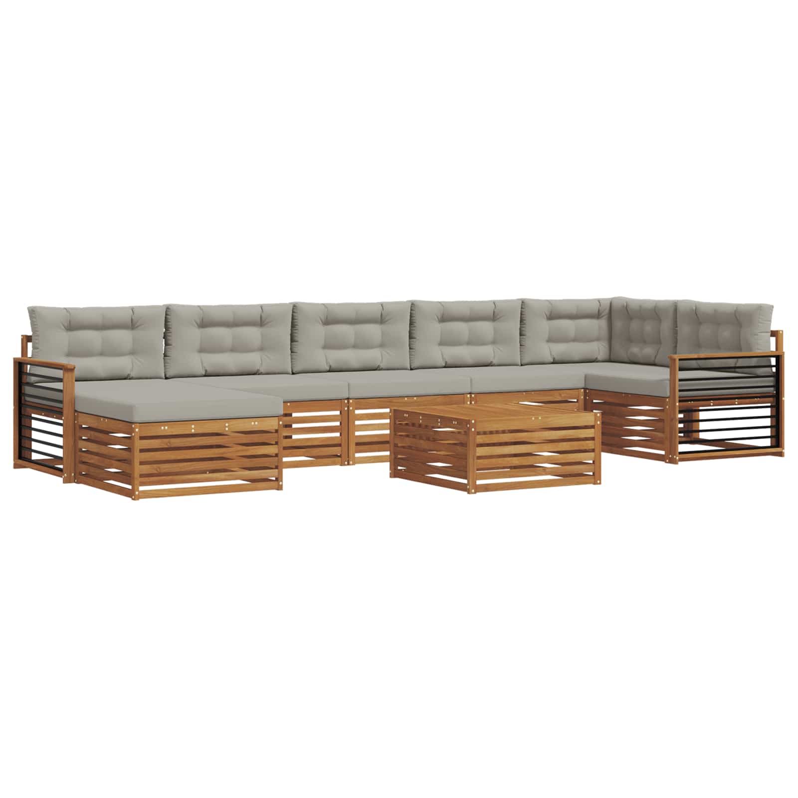 Outdoor-Sofagarnitur mit Kissen 8 pcs Natürlich und Hellgrau