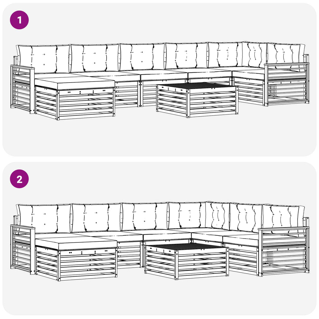 Outdoor-Sofagarnitur mit Kissen 8 pcs Natürlich und Hellgrau