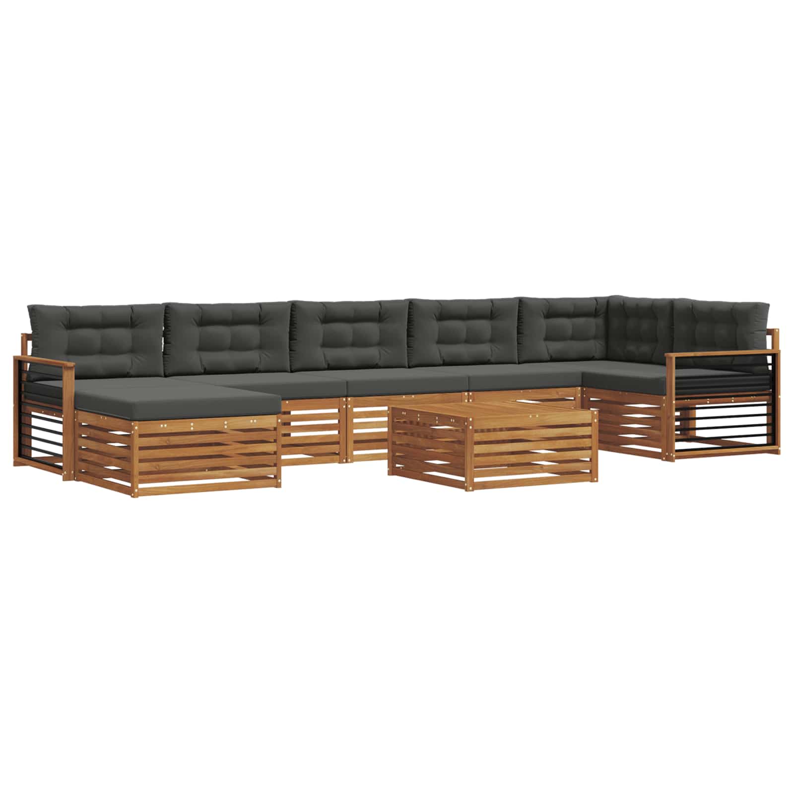 Outdoor-Sofagarnitur mit Kissen 8 pcs Natur und Anthrazit