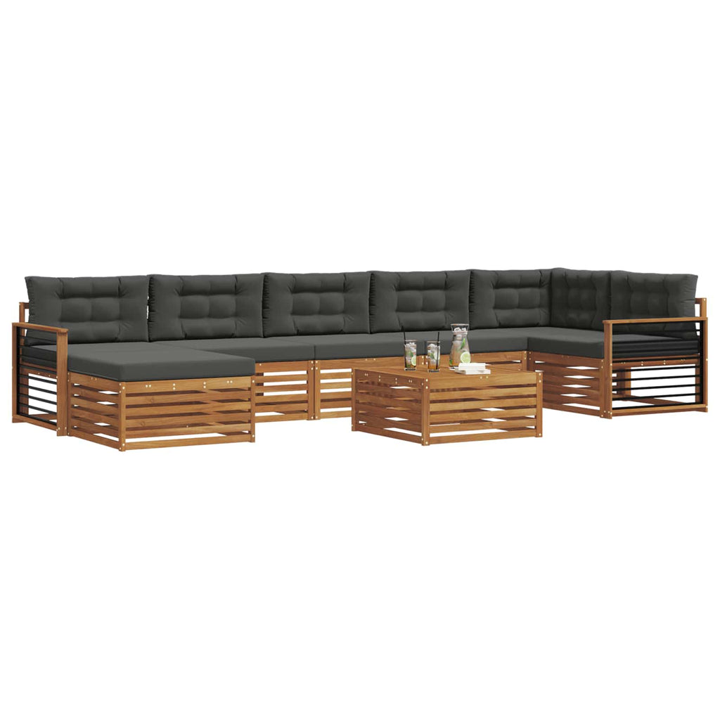 Outdoor-Sofagarnitur mit Kissen 8 pcs Natur und Anthrazit