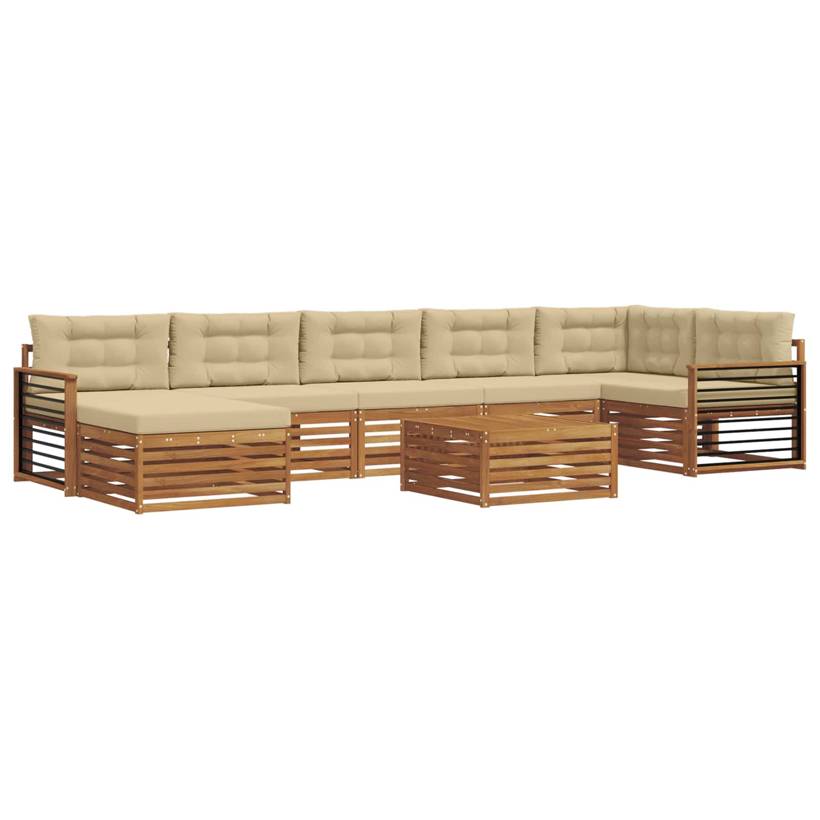 Outdoor-Sofagarnitur mit Kissen 8 pcs Natur und Beige