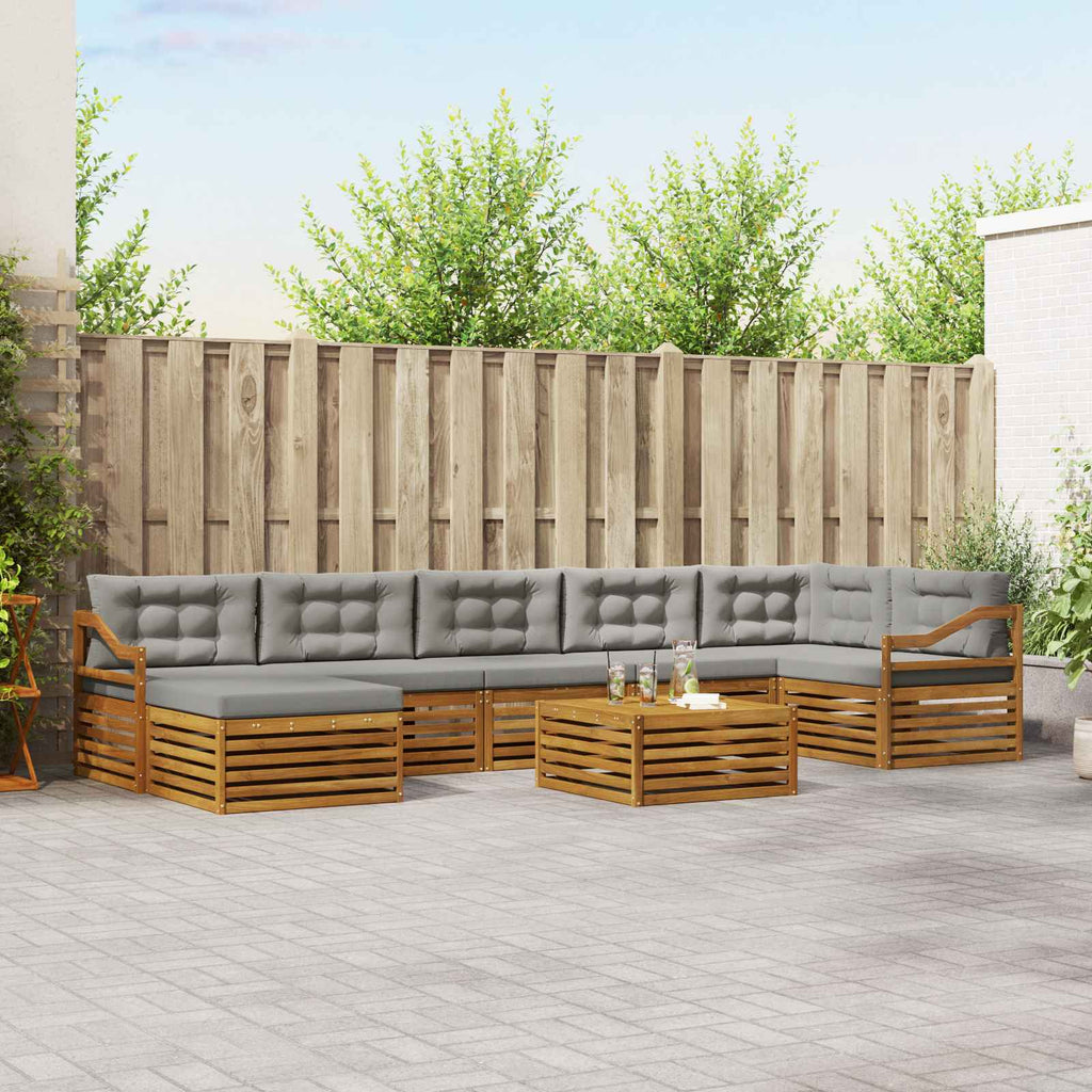 Outdoor-Sofagarnitur mit Kissen 8 pcs Natürlich und Hellgrau