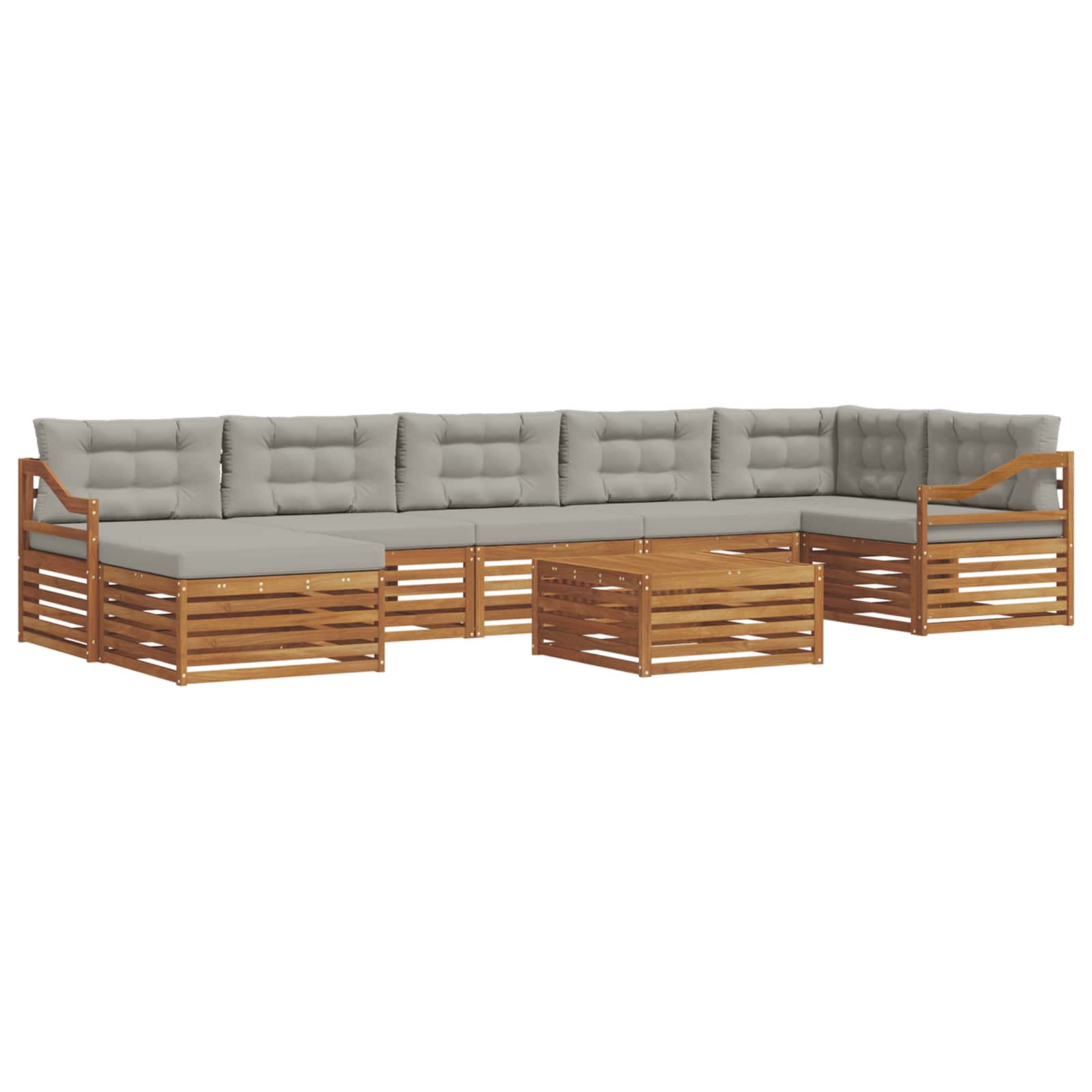 Outdoor-Sofagarnitur mit Kissen 8 pcs Natürlich und Hellgrau