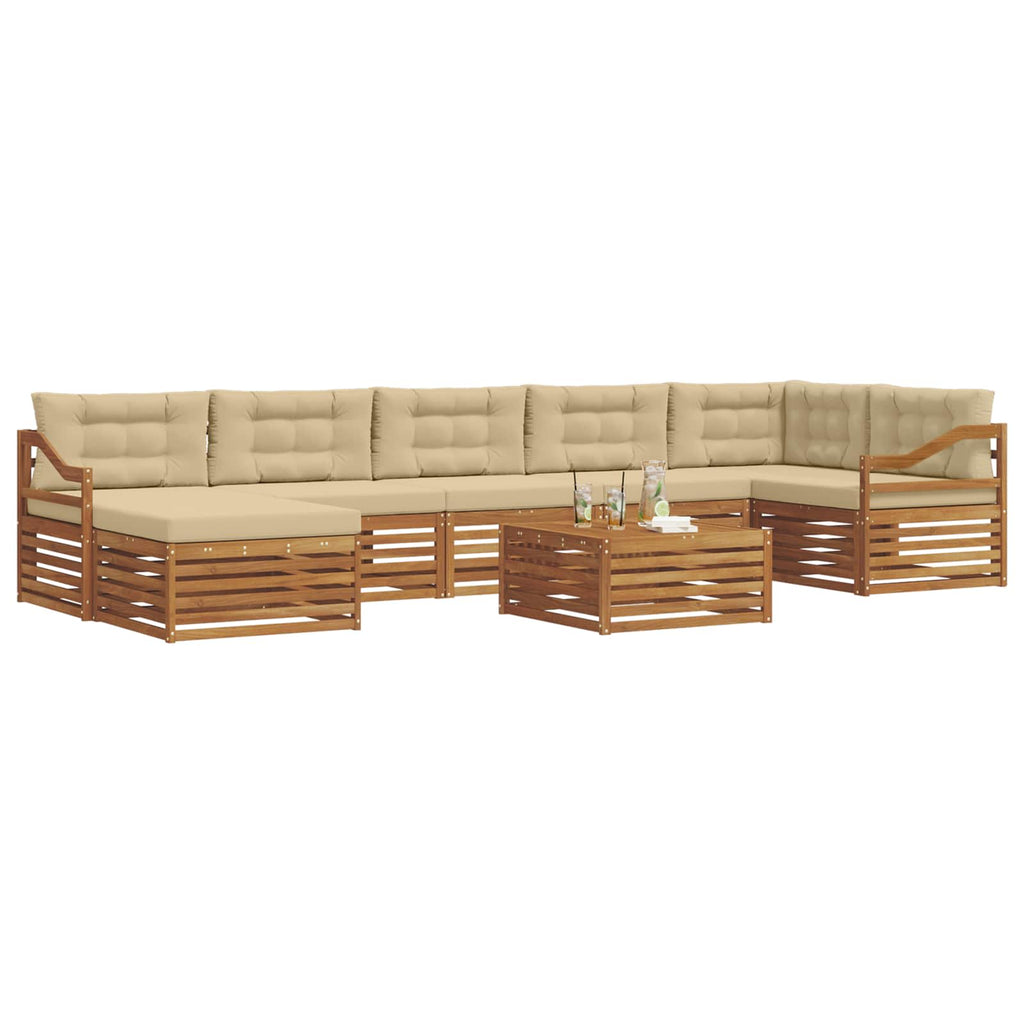 Outdoor-Sofagarnitur mit Kissen 8 pcs Natur und Beige