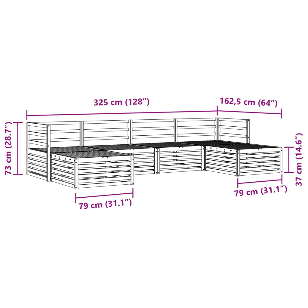 Sofagarnituren 6 pcs Natur Massivholz Akazie
