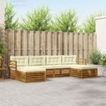 Sofagarnituren 6 pcs Natur und Creme Massivholz Akazie