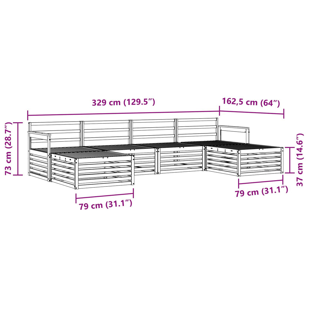 Sofagarnituren 6 pcs Natur Massivholz Akazie