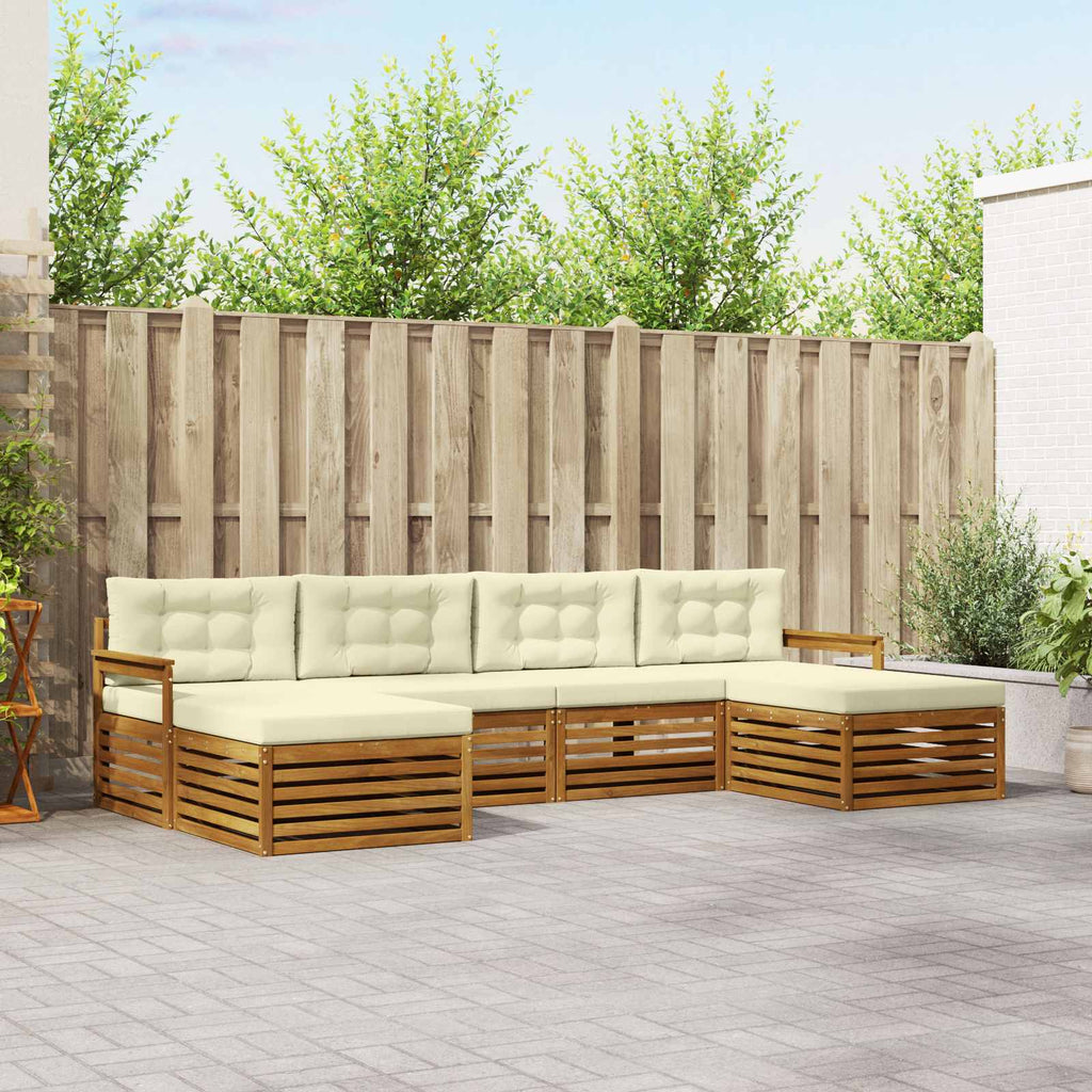 Sofagarnituren 6 pcs Natur und Creme Massivholz Akazie