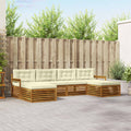 Sofagarnituren 6 pcs Natur und Creme Massivholz Akazie