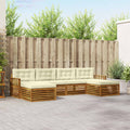 Sofagarnituren 6 pcs Natur und Creme Massivholz Akazie