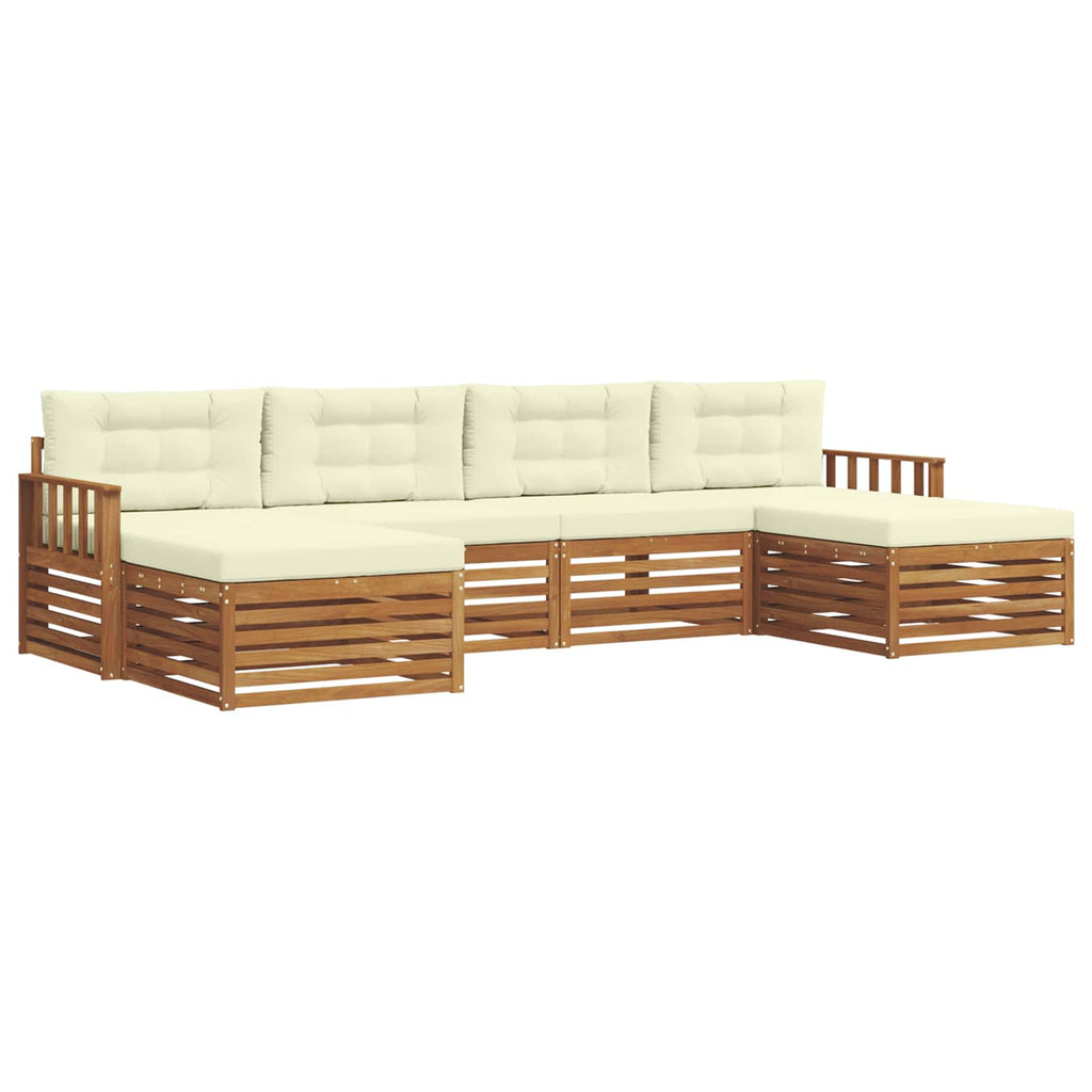 Sofagarnituren 6 pcs Natur und Creme Massivholz Akazie