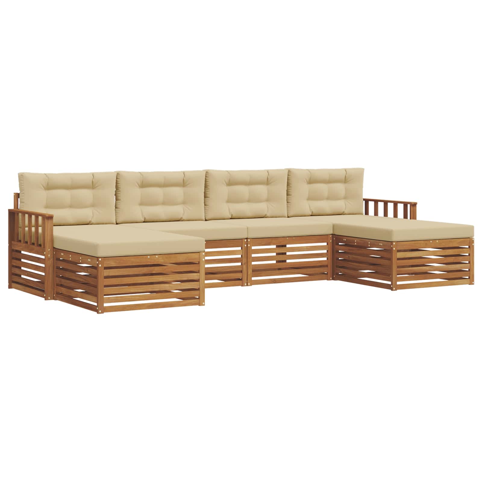 Sofagarnituren 6 pcs Natur und Beige Massivholz Akazie