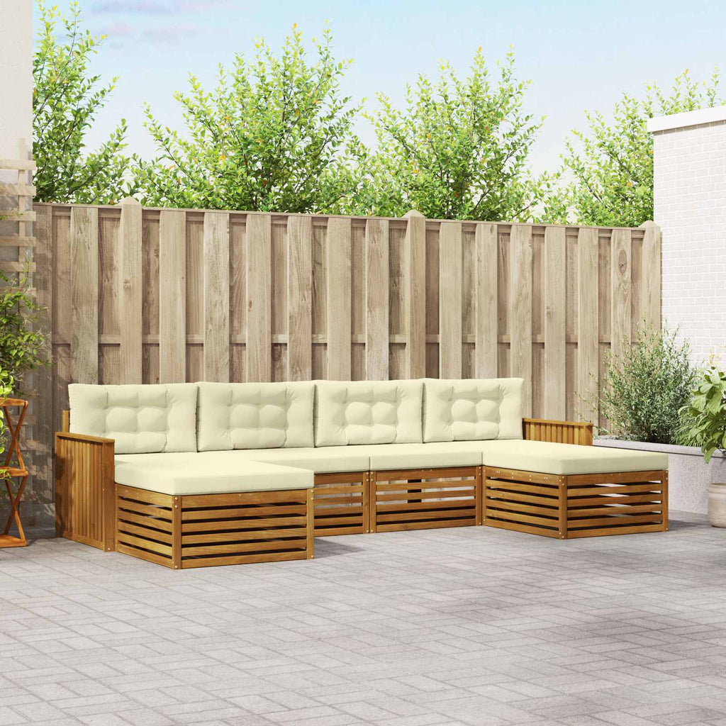 Sofagarnituren 6 pcs Natur und Creme Massivholz Akazie