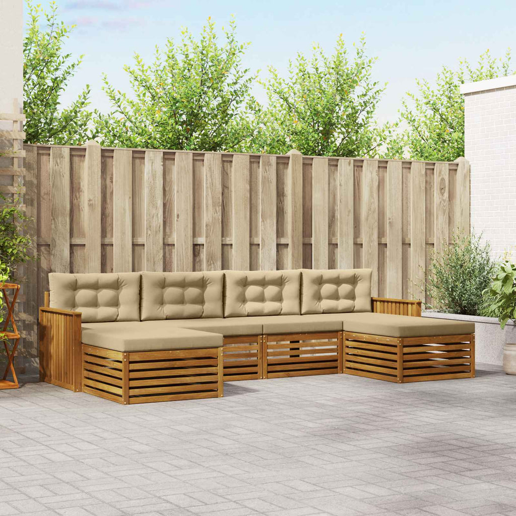 Sofagarnituren 6 pcs Natur und Beige Massivholz Akazie