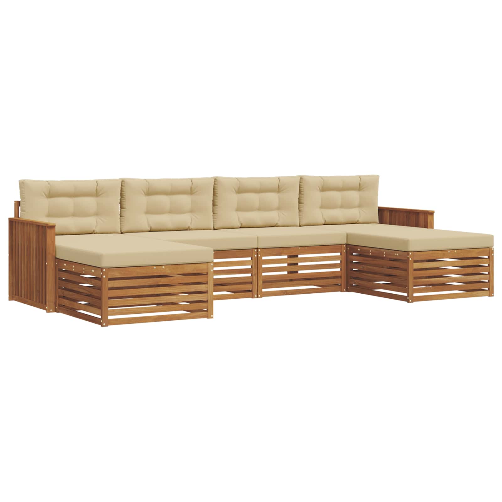 Sofagarnituren 6 pcs Natur und Beige Massivholz Akazie