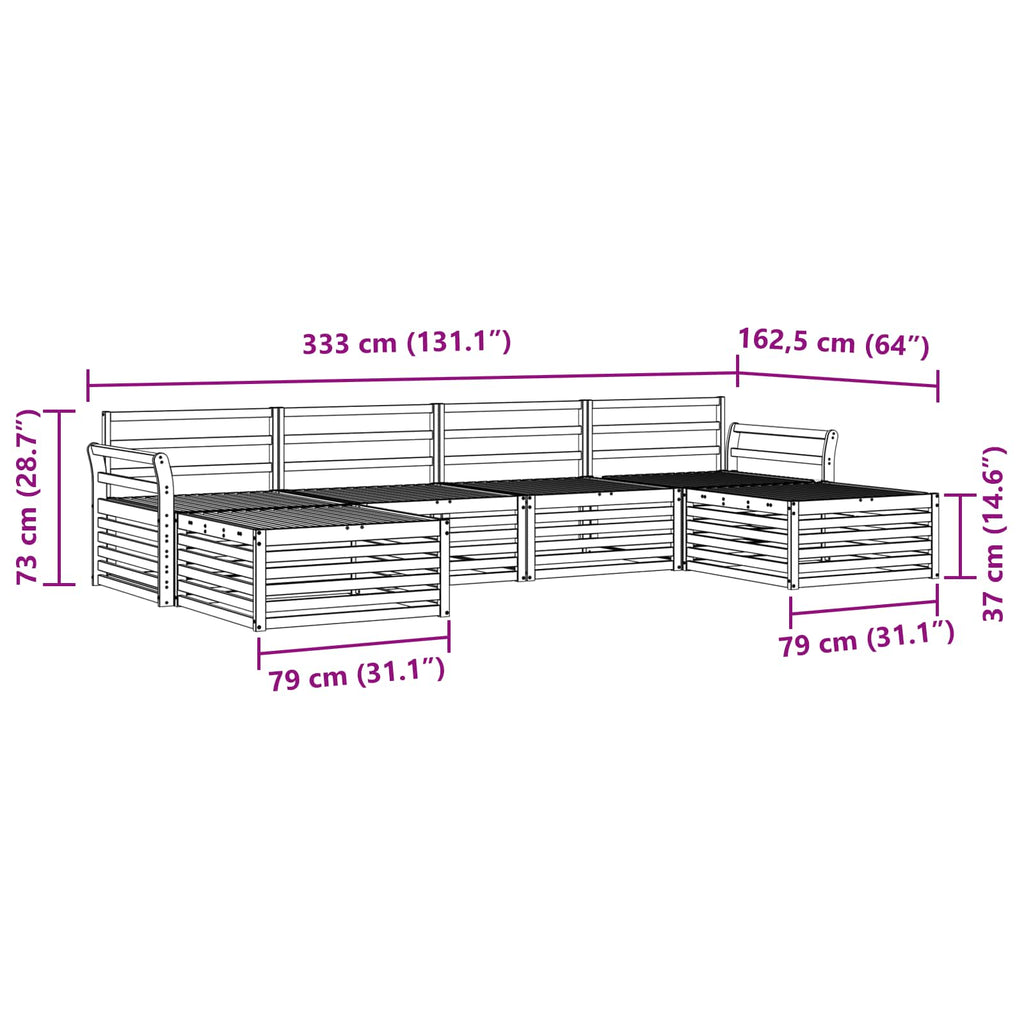 Sofagarnituren 6 pcs Natur Massivholz Akazie