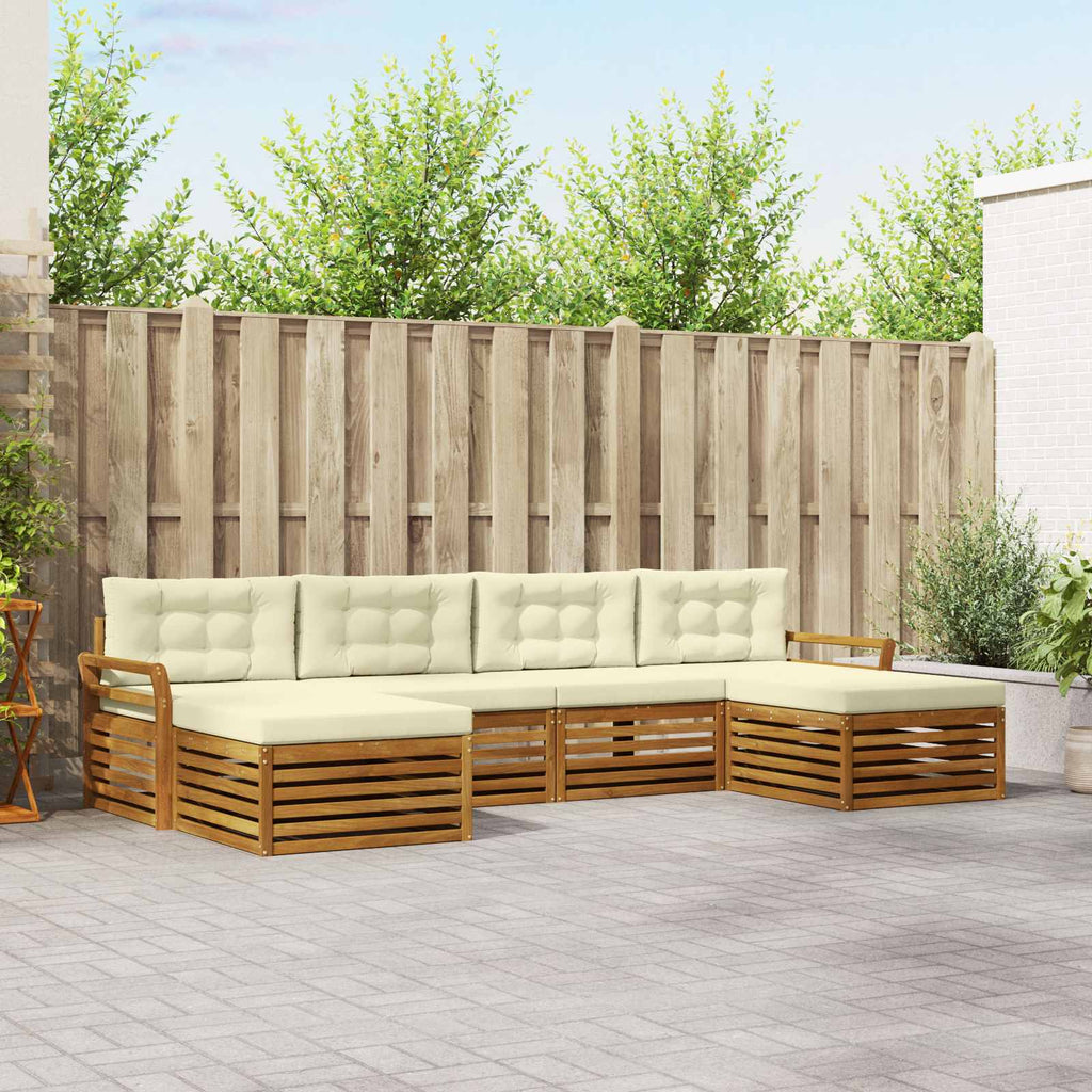 Sofagarnituren 6 pcs Natur und Creme Massivholz Akazie
