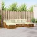 Sofagarnituren 6 pcs Natur und Creme Massivholz Akazie