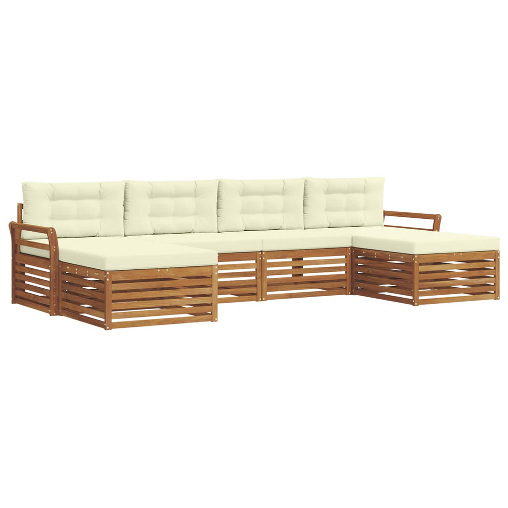 Sofagarnituren 6 pcs Natur und Creme Massivholz Akazie