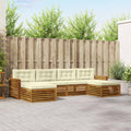 Sofagarnituren 6 pcs Natur und Creme Massivholz Akazie
