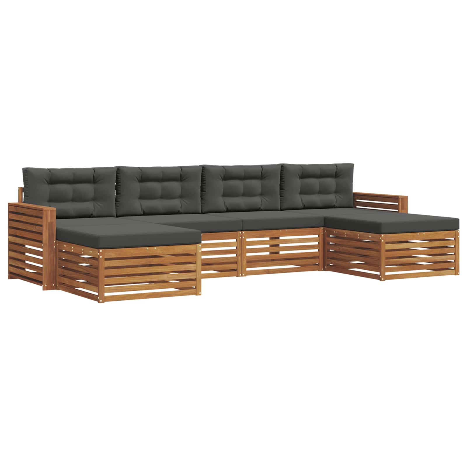 Sofagarnituren 6 pcs Natur und Anthrazit Massivholz Akazie