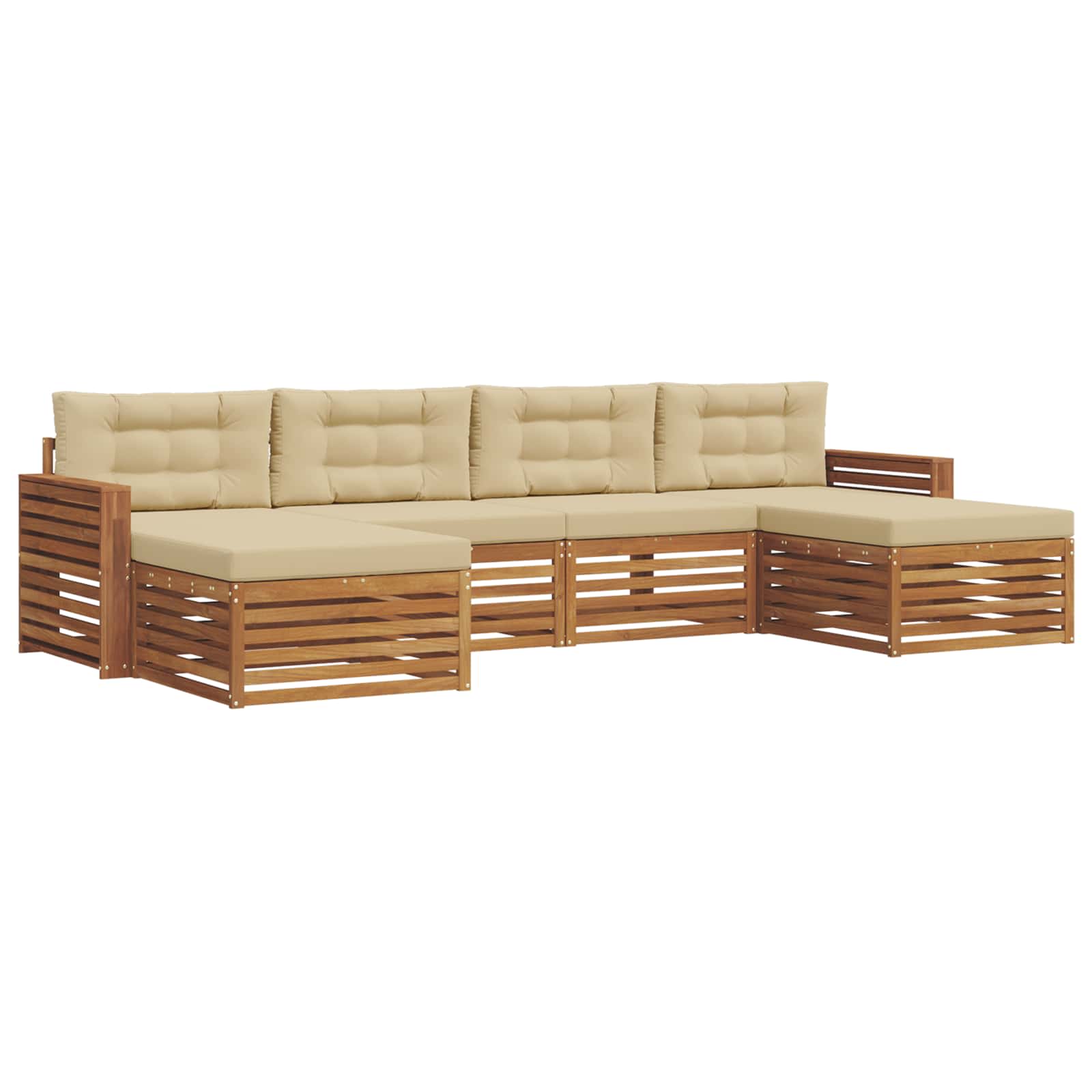 Sofagarnituren 6 pcs Natur und Beige Massivholz Akazie