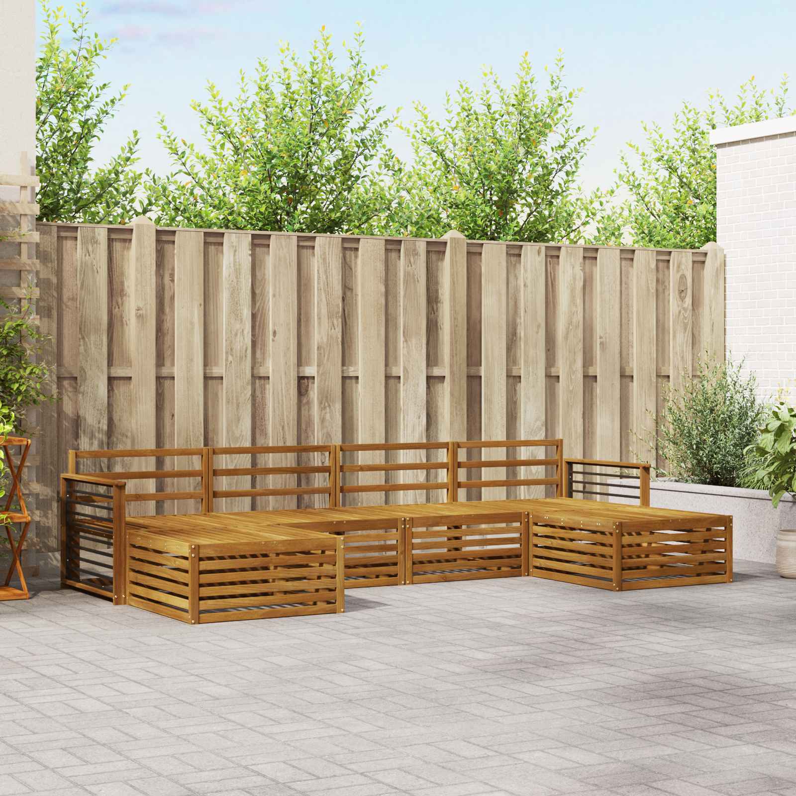 Sofagarnituren 6 pcs Natur Massivholz Akazie