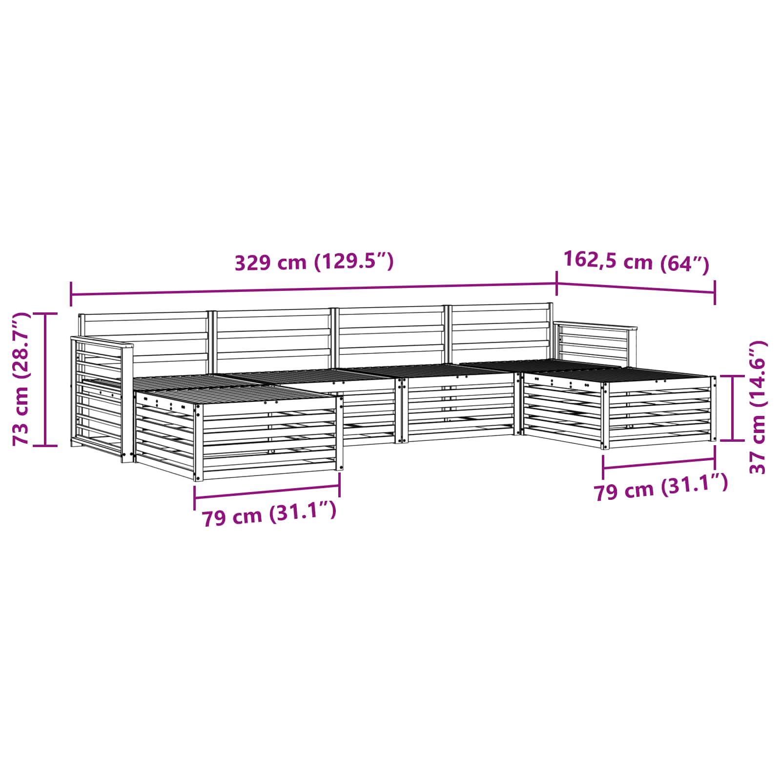 Sofagarnituren 6 pcs Natur Massivholz Akazie