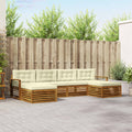 Sofagarnituren 6 pcs Natur und Creme Massivholz Akazie