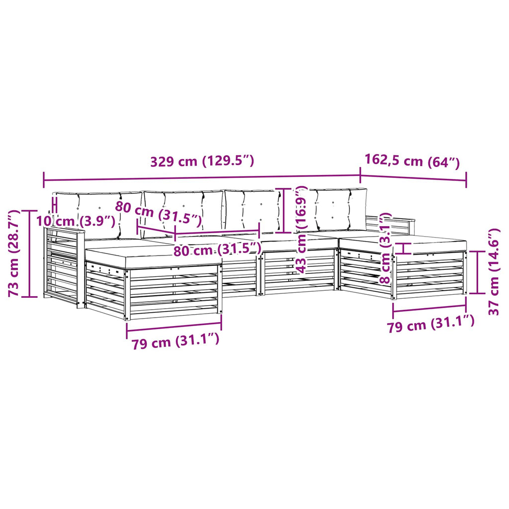 Sofagarnituren 6 pcs Natur und Anthrazit Massivholz Akazie