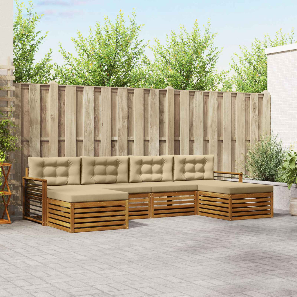 Sofagarnituren 6 pcs Natur und Beige Massivholz Akazie