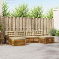 Sofagarnituren 6 pcs Natur und Beige Massivholz Akazie