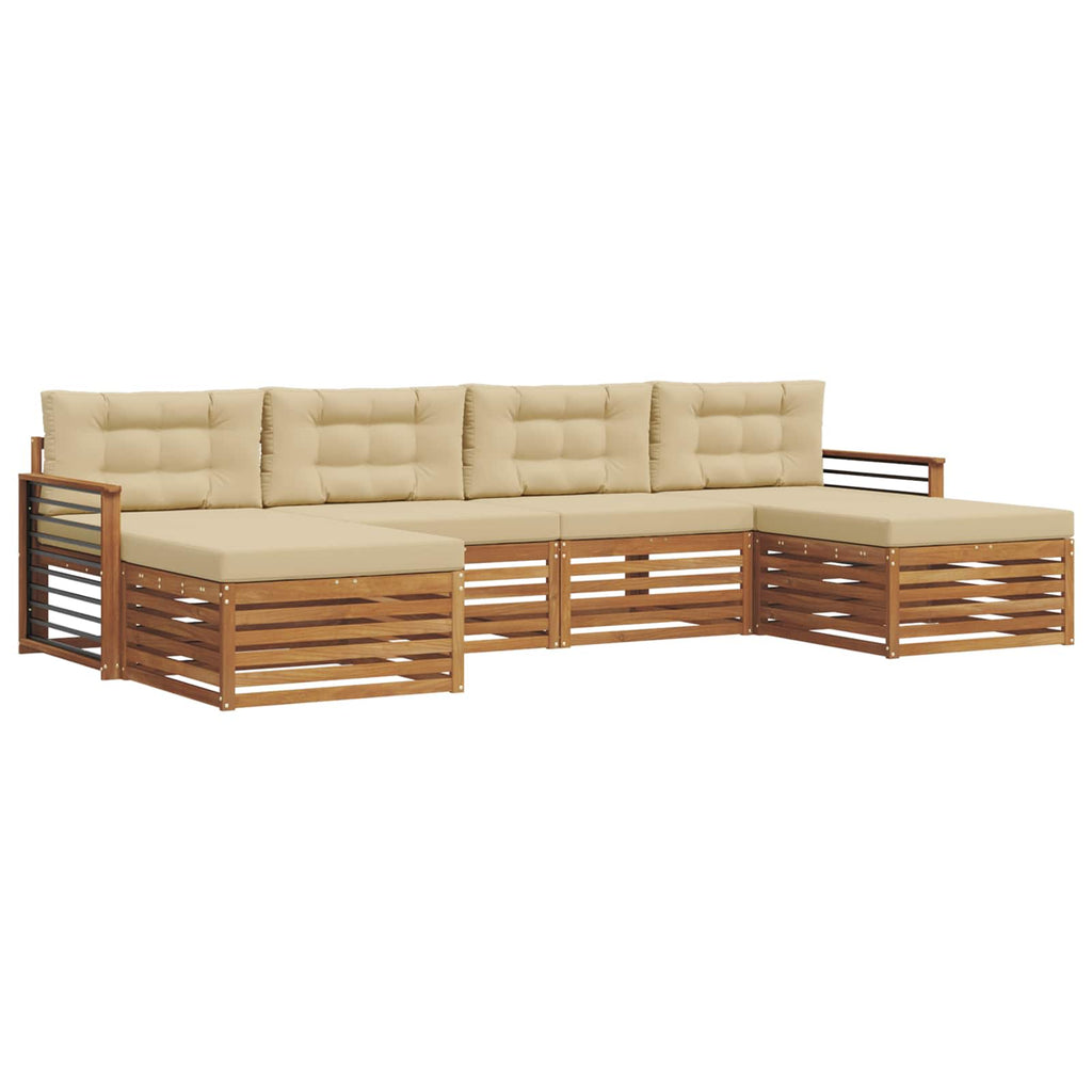 Sofagarnituren 6 pcs Natur und Beige Massivholz Akazie