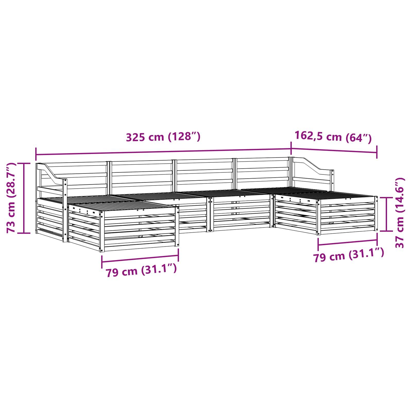 Sofagarnituren 6 pcs Natur Massivholz Akazie