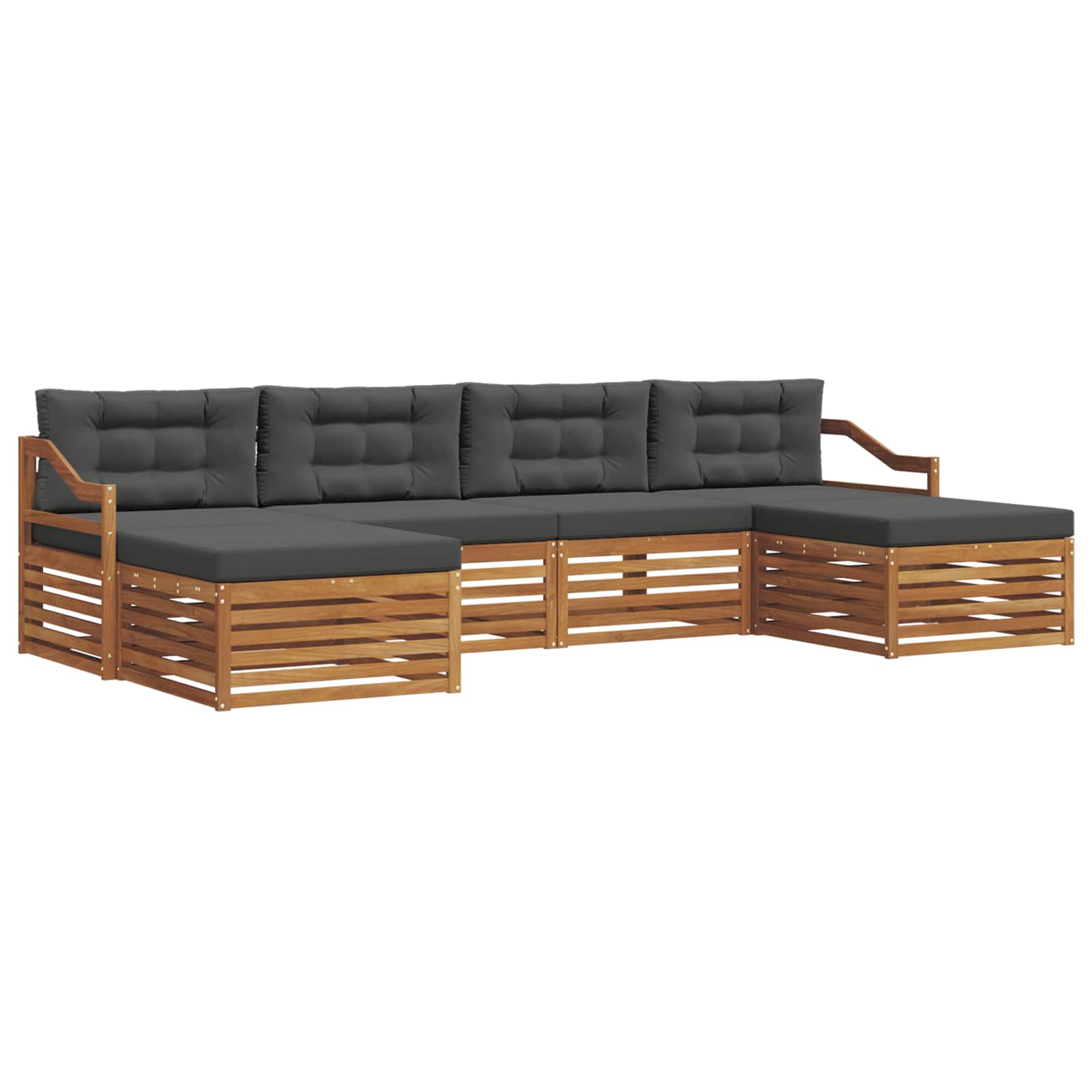 Sofagarnituren 6 pcs Natur und Anthrazit Massivholz Akazie